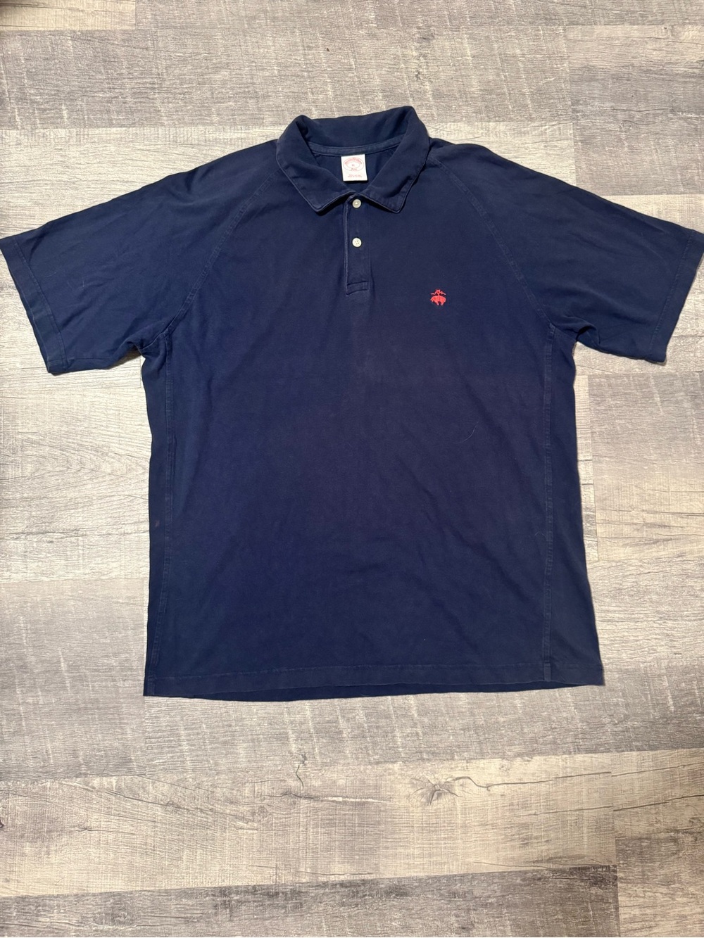 Brooks Brothers Men's XL Solid Navy Cotton Short Sleeve Collared Polo Shirt